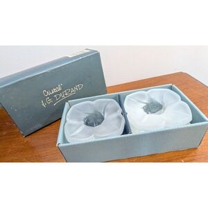 J.G. Durand Cristal Florence Satine Frosted Glass Flower Candle Holder Set of 2